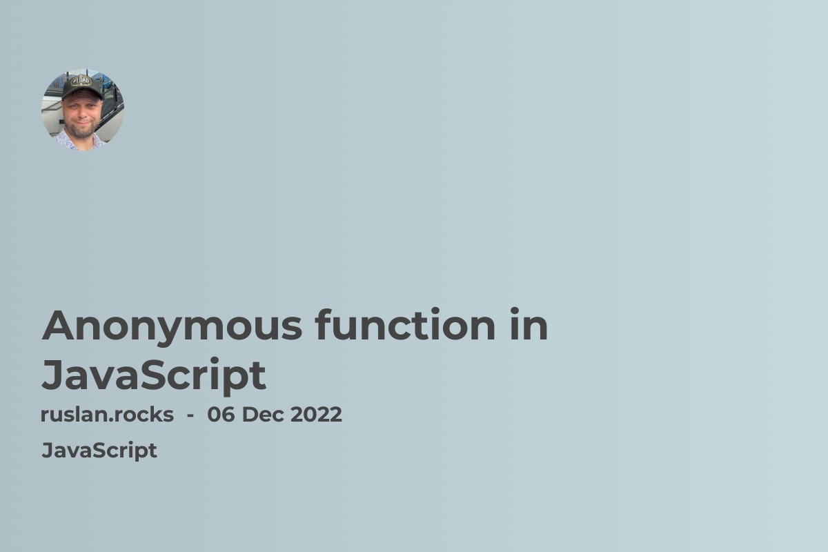 Anonymous function in JavaScript